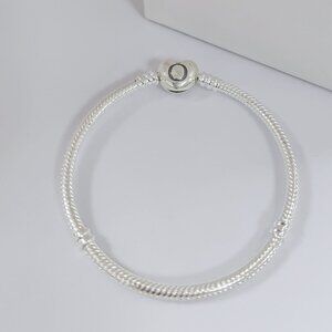 Pandora Moments Heart Clasp Snake Chain Bracelet Silver